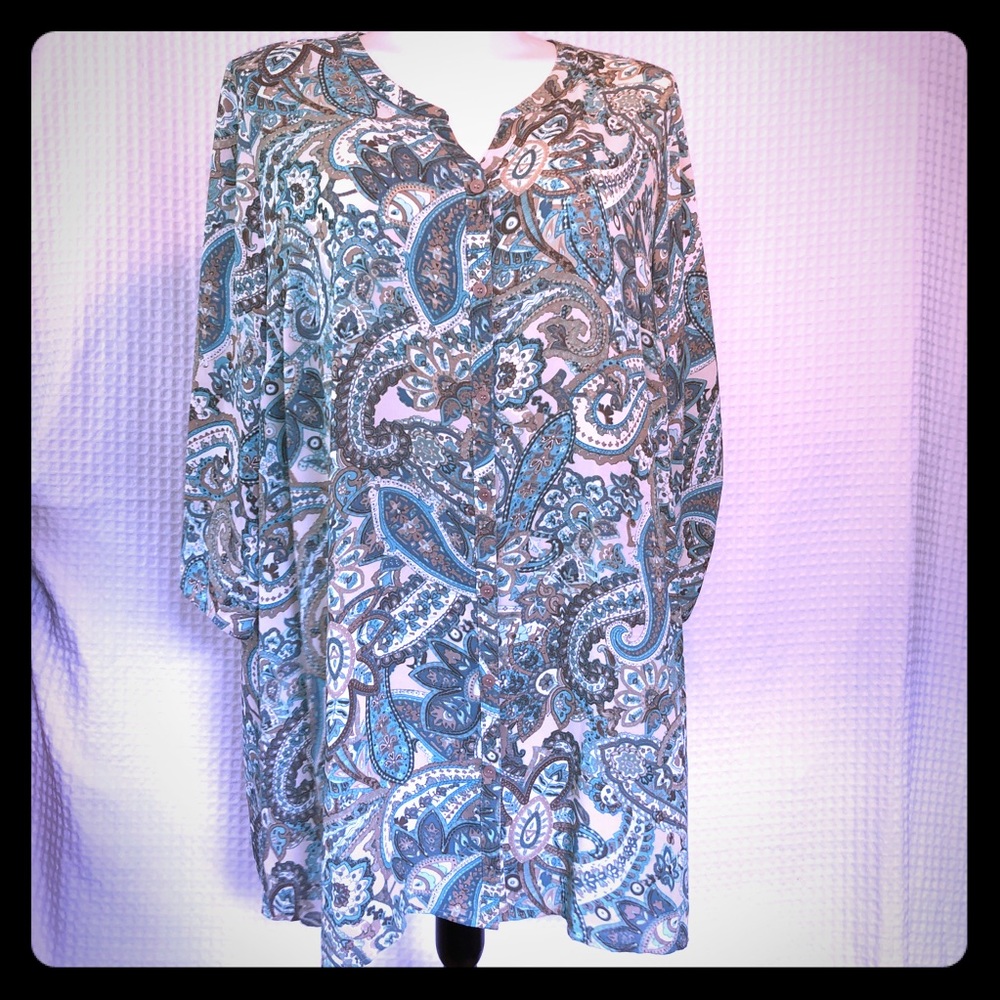 New Catherines Paisley Blouse Shirt Tunic 4X or 5X